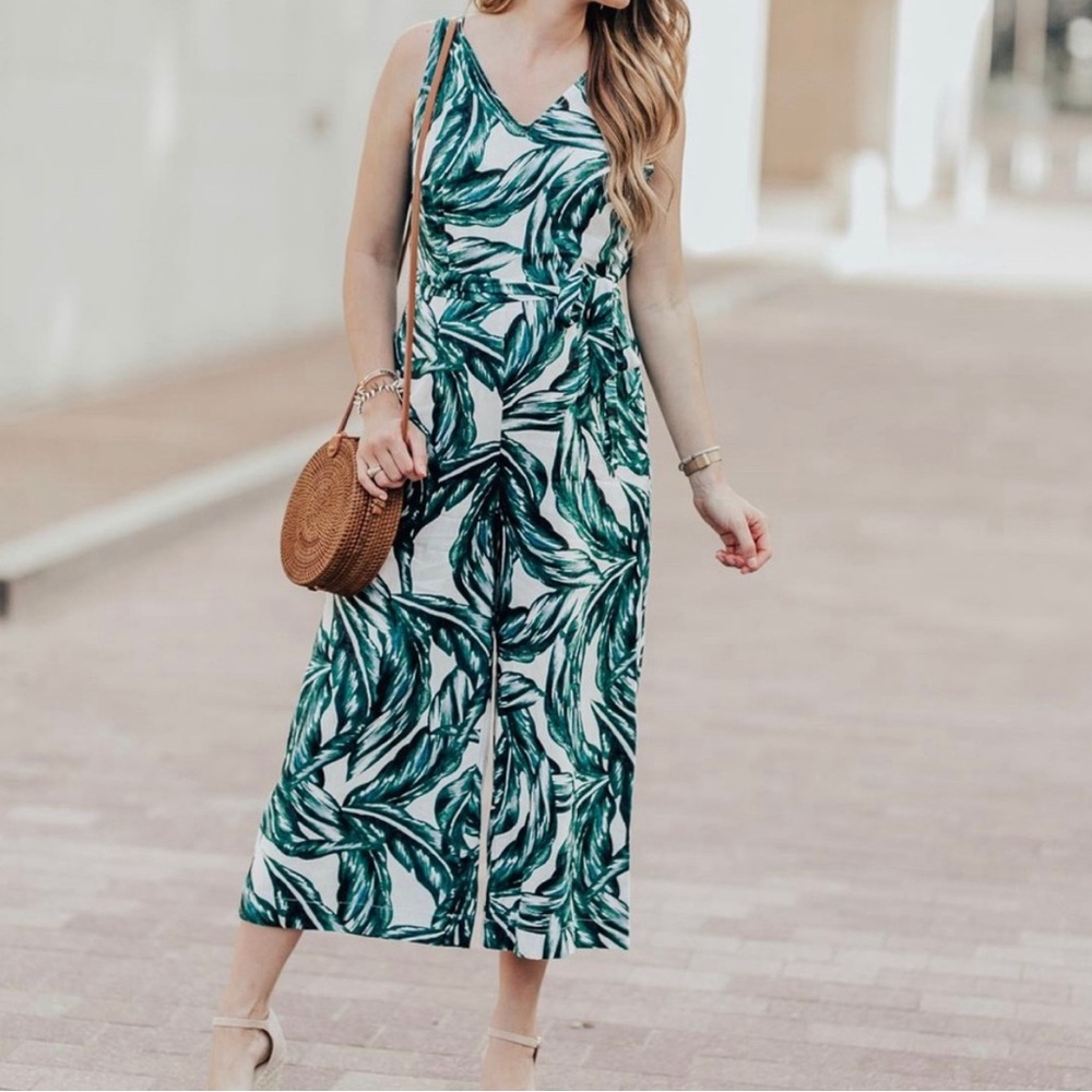 Palm leaf print jumpsuit